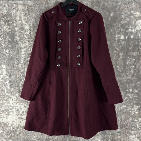 Torrid Plus Size 2X Military Outdoor Flared Jacket Purple Long Sleeve Lined - Picture 1 of 8
